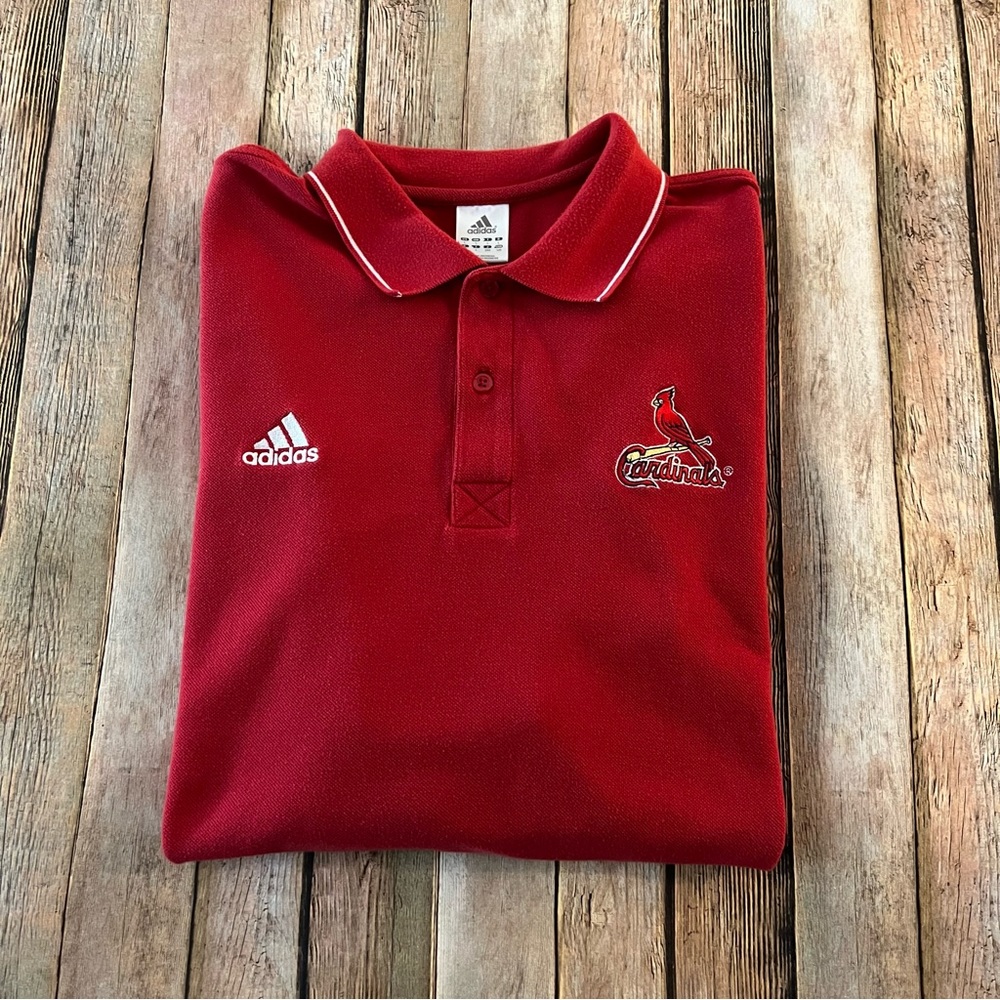Adidas St. Louis Cardinals mens short sleeve polo shirt | size large - Picture 4 of 10